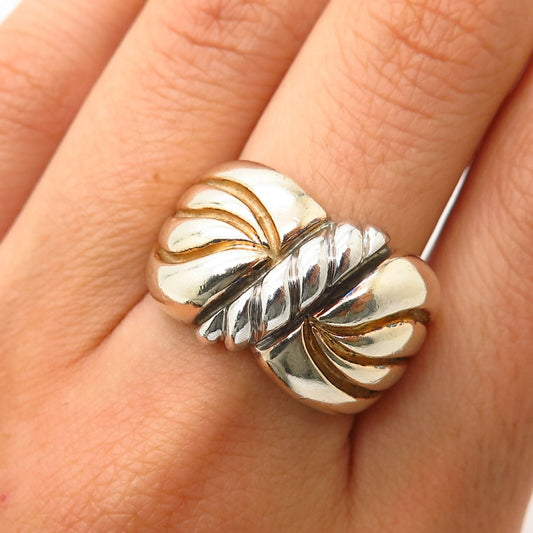 925 Sterling Silver 2-Tone Bow Design Ring Size 7