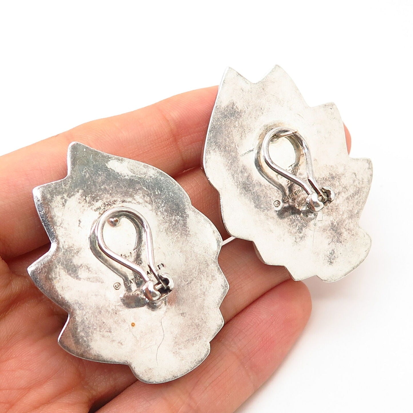 925 Sterling Silver Vintage Bayanihan Mikal-Jon Hollow Abstract Design Earrings