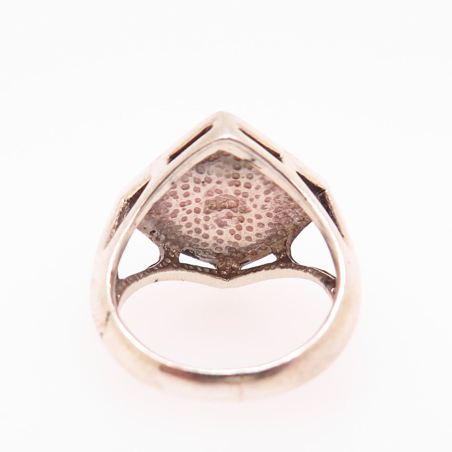 925 Sterling Silver Real Mother-Of-Pearl Inlay Rhombus Design Ring Size 6