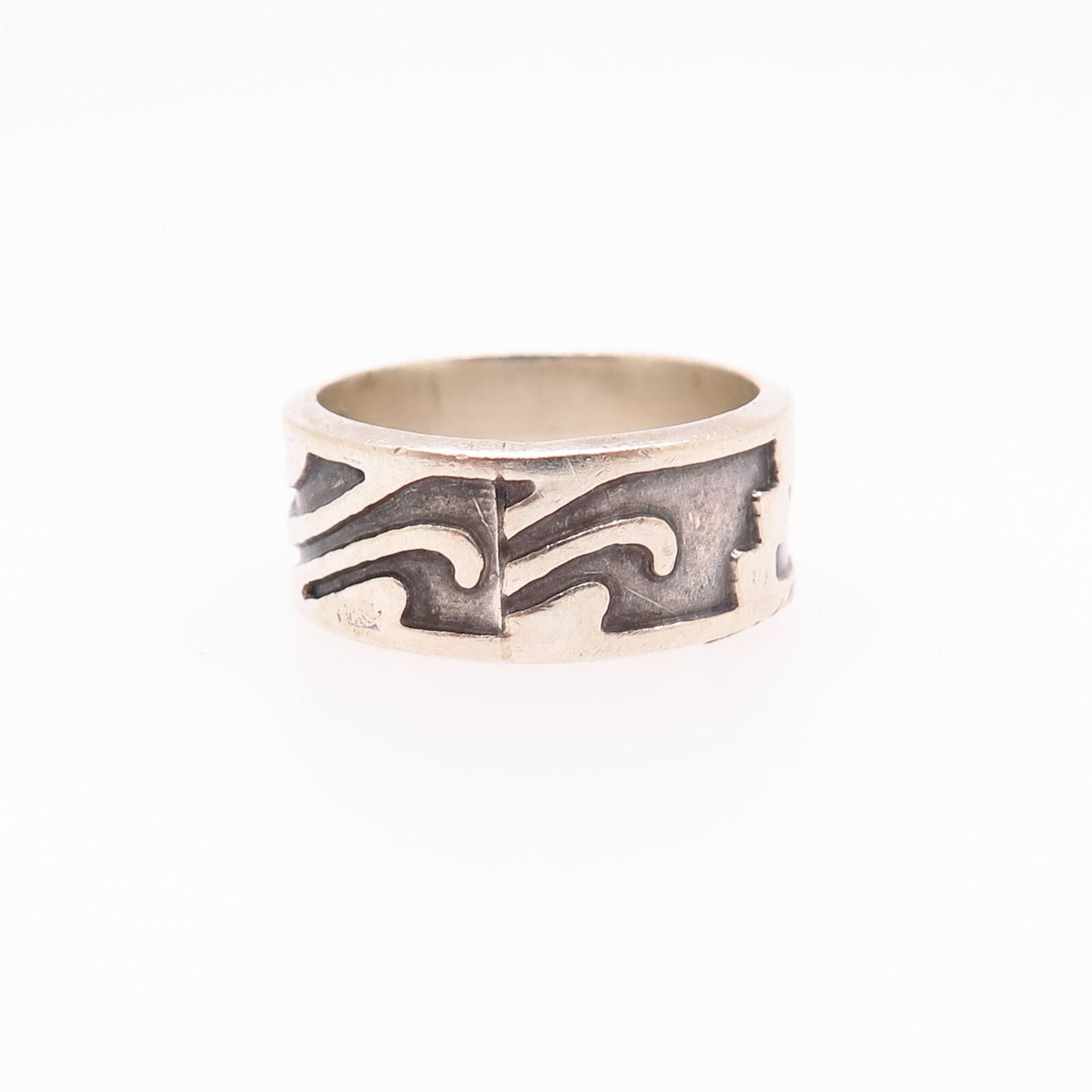 925 Sterling Silver Tribal Design Band Ring Size 7 1/4