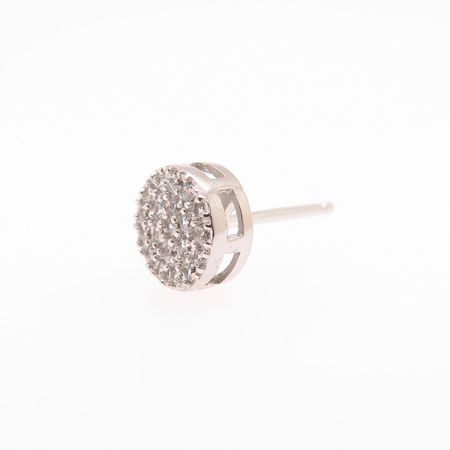 925 Sterling Silver C Z Round SINGLE Stud Earring