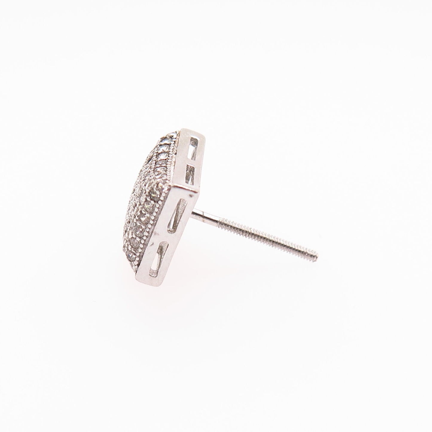 925 Sterling Silver C Z Square SINGLE Stud Earring