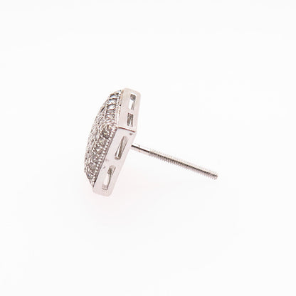 925 Sterling Silver C Z Square SINGLE Stud Earring