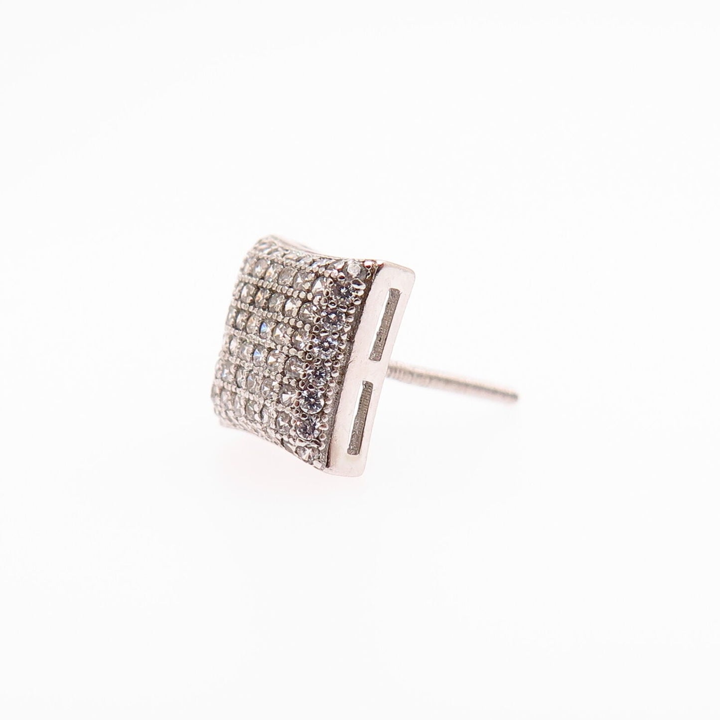 925 Sterling Silver C Z Square SINGLE Stud Earring