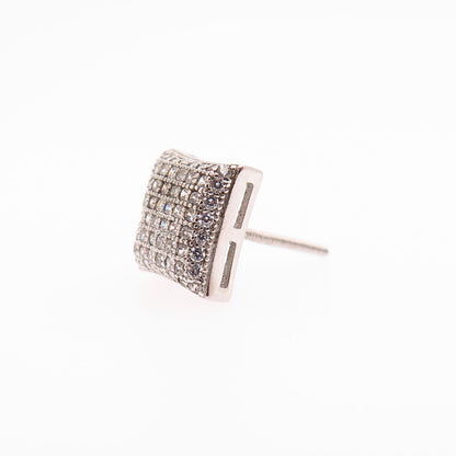 925 Sterling Silver C Z Square SINGLE Stud Earring