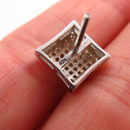 925 Sterling Silver C Z Square SINGLE Stud Earring