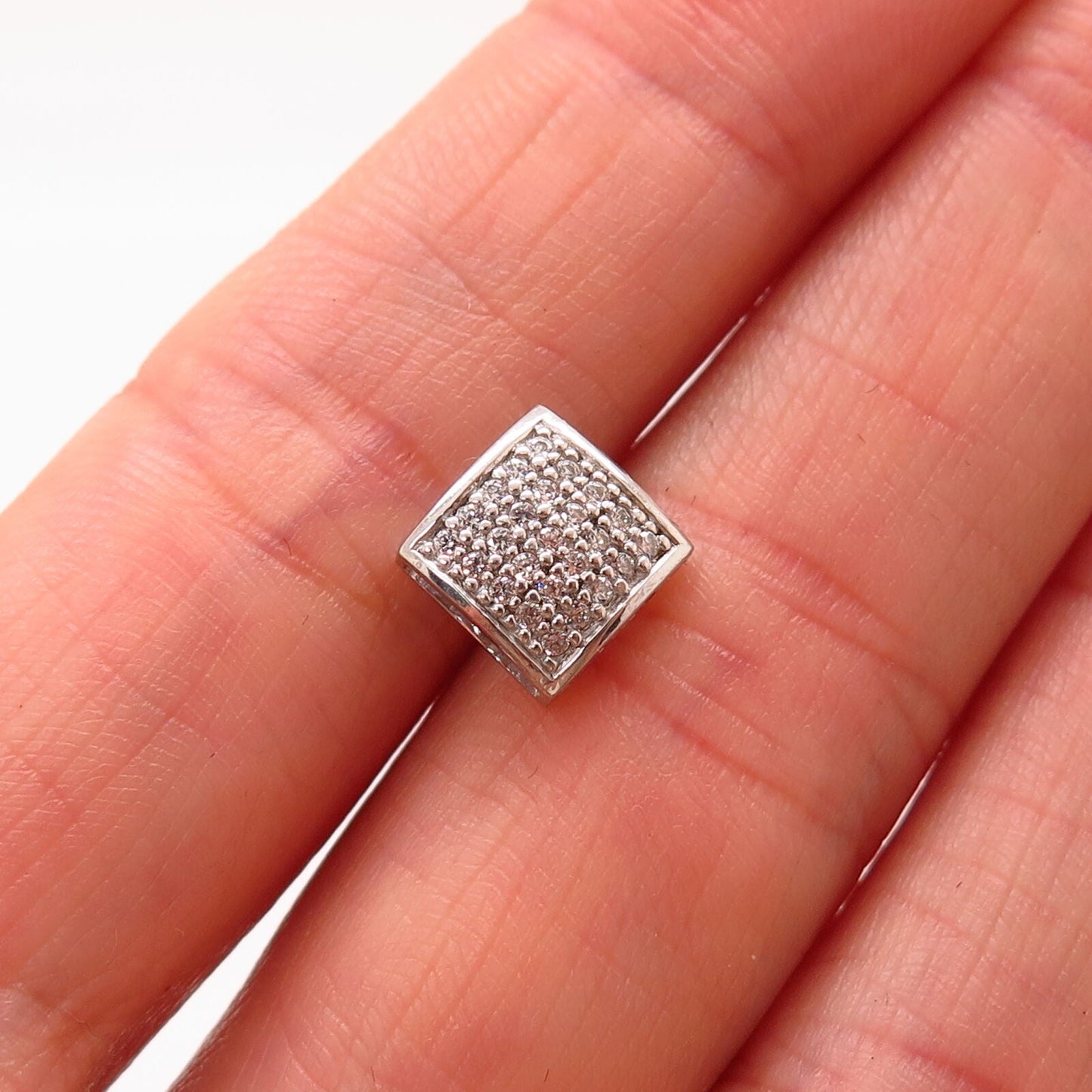 925 Sterling Silver C Z Square SINGLE Stud Earring