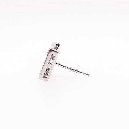 925 Sterling Silver C Z Square SINGLE Stud Earring