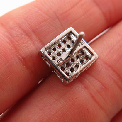 925 Sterling Silver C Z Square SINGLE Stud Earring