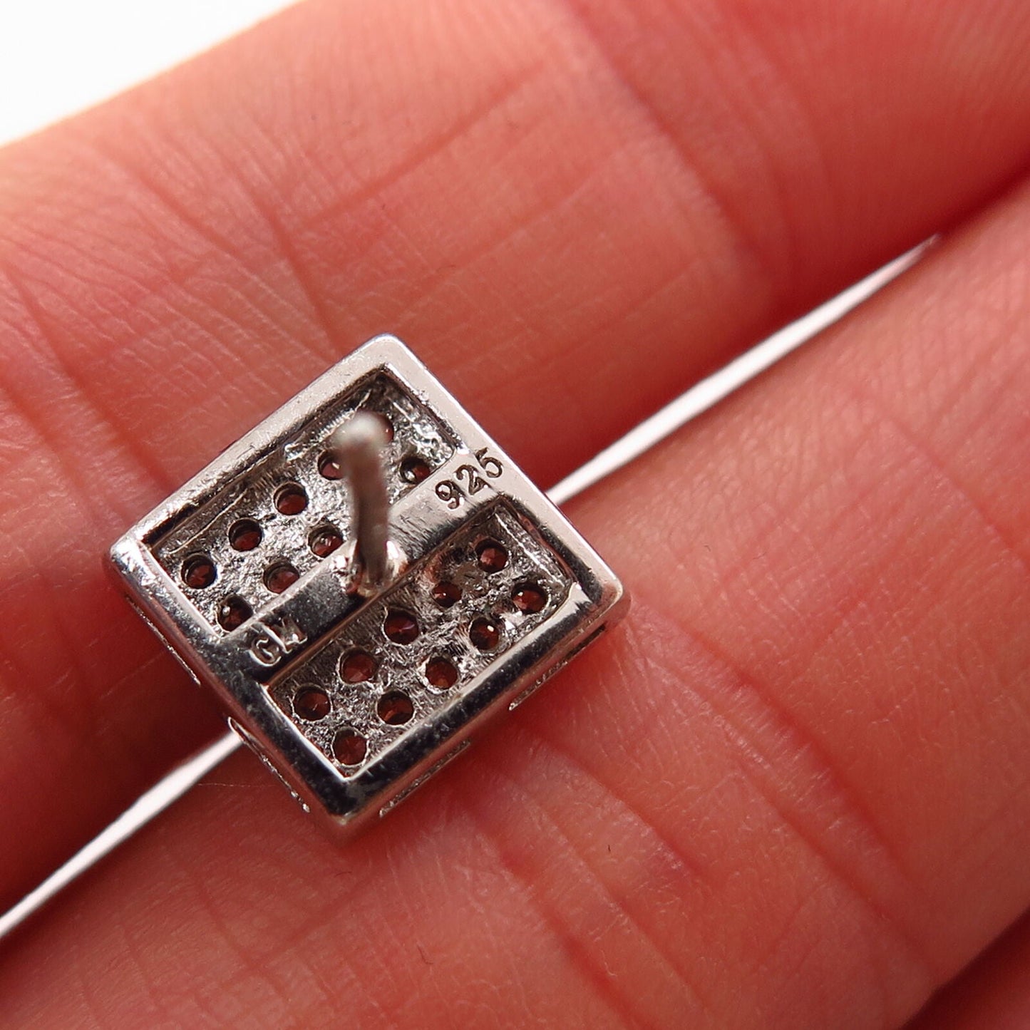 925 Sterling Silver C Z Square SINGLE Stud Earring