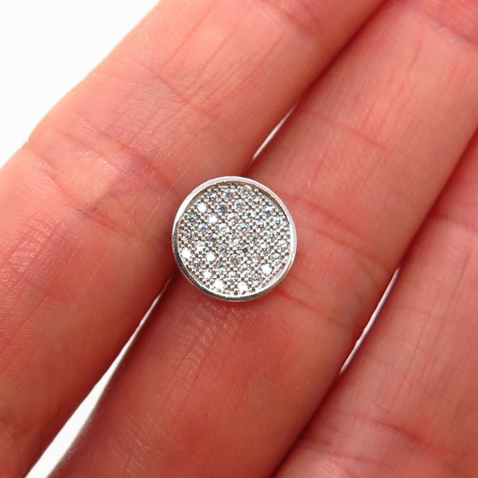 925 Sterling Silver Pave C Z Round SINGLE Stud Earring