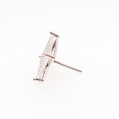 925 Sterling Silver Pave C Z Square SINGLE Stud Earring