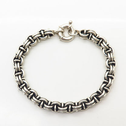 925 Sterling Silver Modernist Byzantine / Woven Design Link Bracelet 6 3/4"