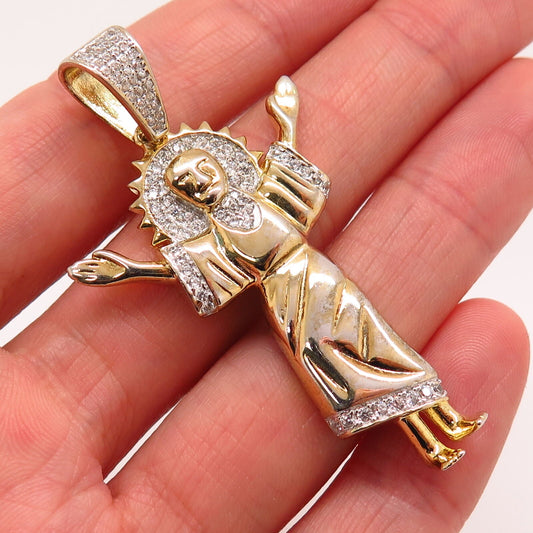 925 Sterling Silver Gold Plated Swarovski Crystal Religious Pendant