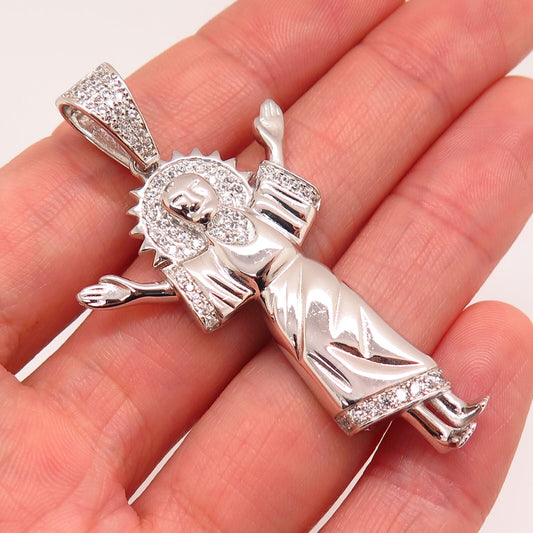 925 Sterling Silver Swarovski Crystal Religious Pendant