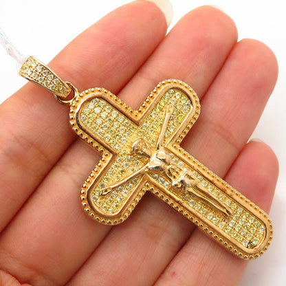 925 Sterling Silver Gold Plated Swarovski Crystals Crucifix Cross Pendant