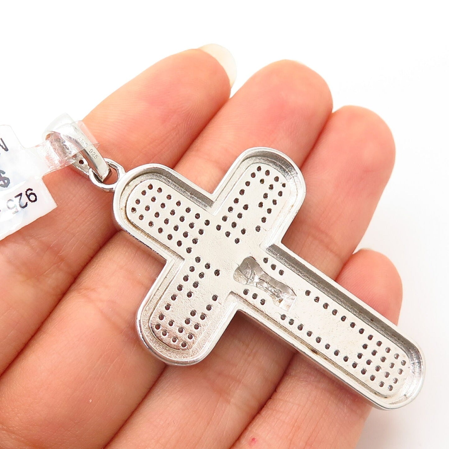 925 Sterling Silver Swarovski Crystals Crucifix Cross Pendant