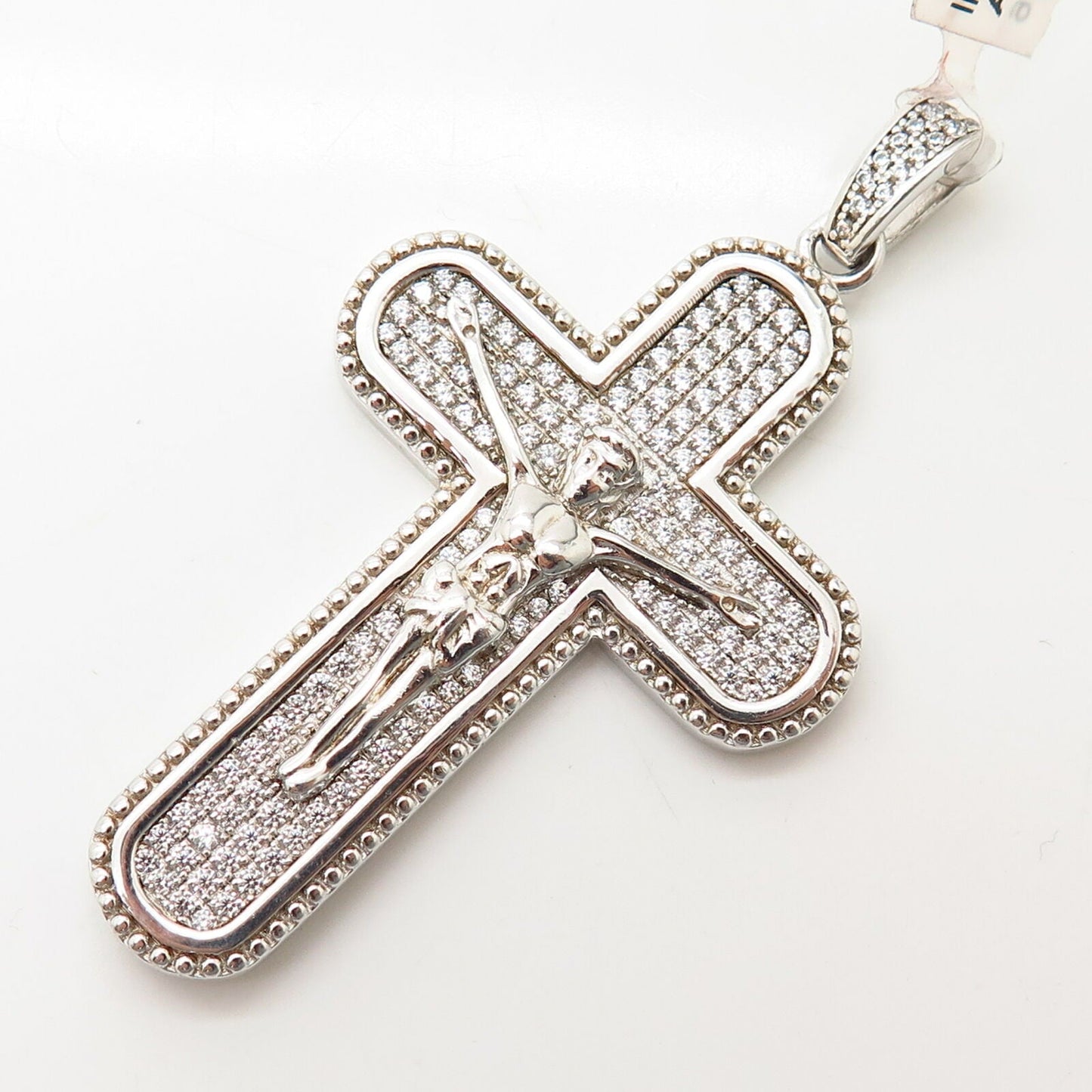 925 Sterling Silver Swarovski Crystals Crucifix Cross Pendant