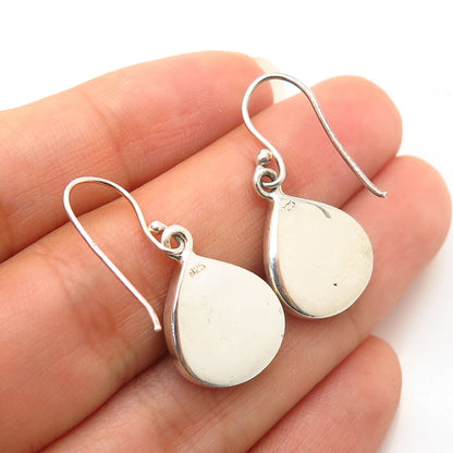 925 Sterling Silver Real Mother-Of-Pearl Teardrop Dangling Earrings