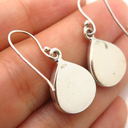 925 Sterling Silver Real Mother-Of-Pearl Teardrop Dangling Earrings