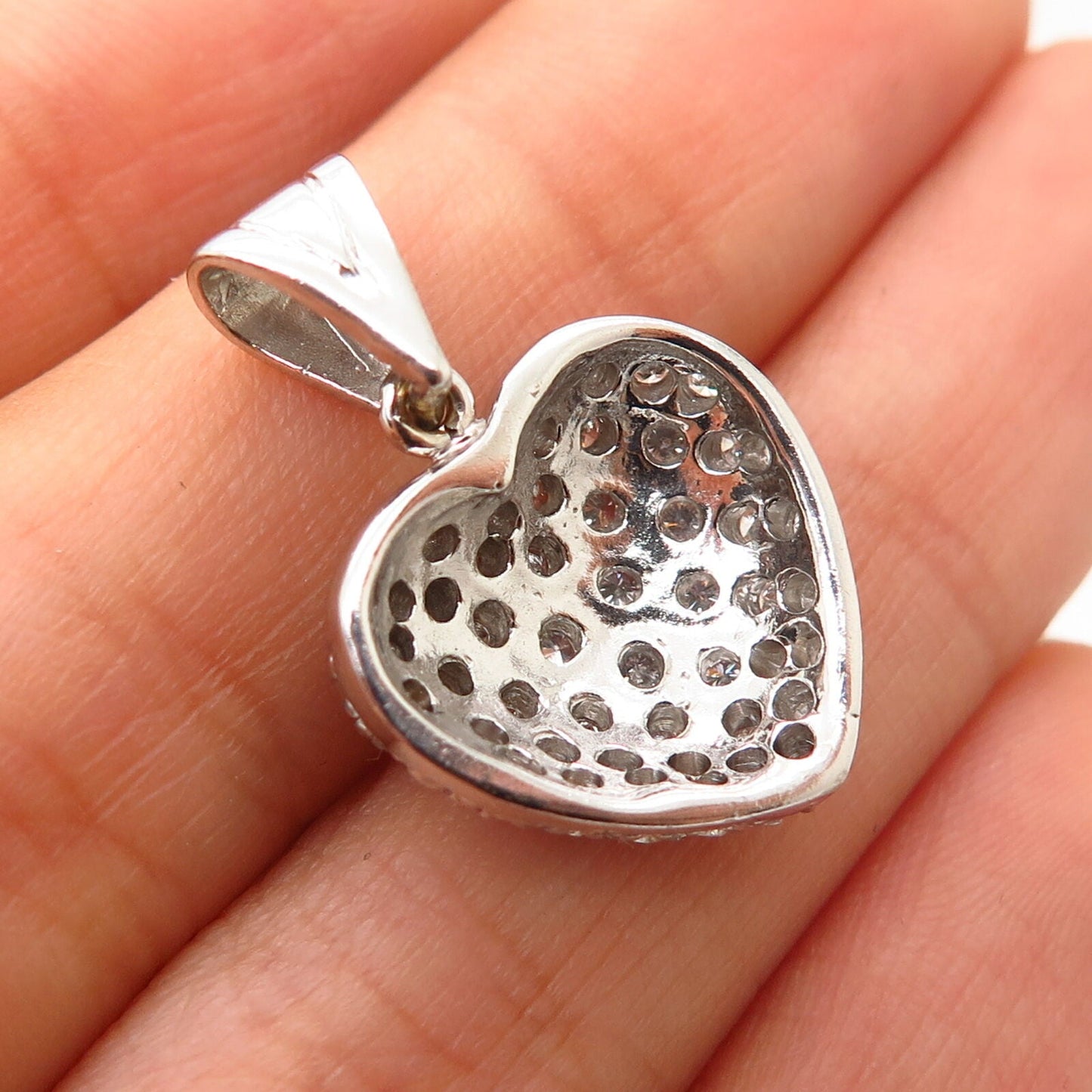 925 Sterling Silver C Z Heart Pendant