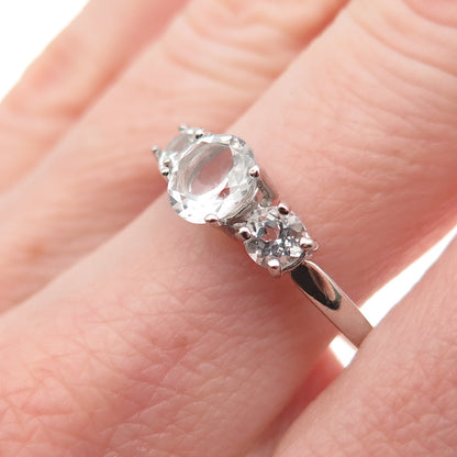 925 Sterling Silver Real Light Blue Topaz Engagement Ring Size 9.75