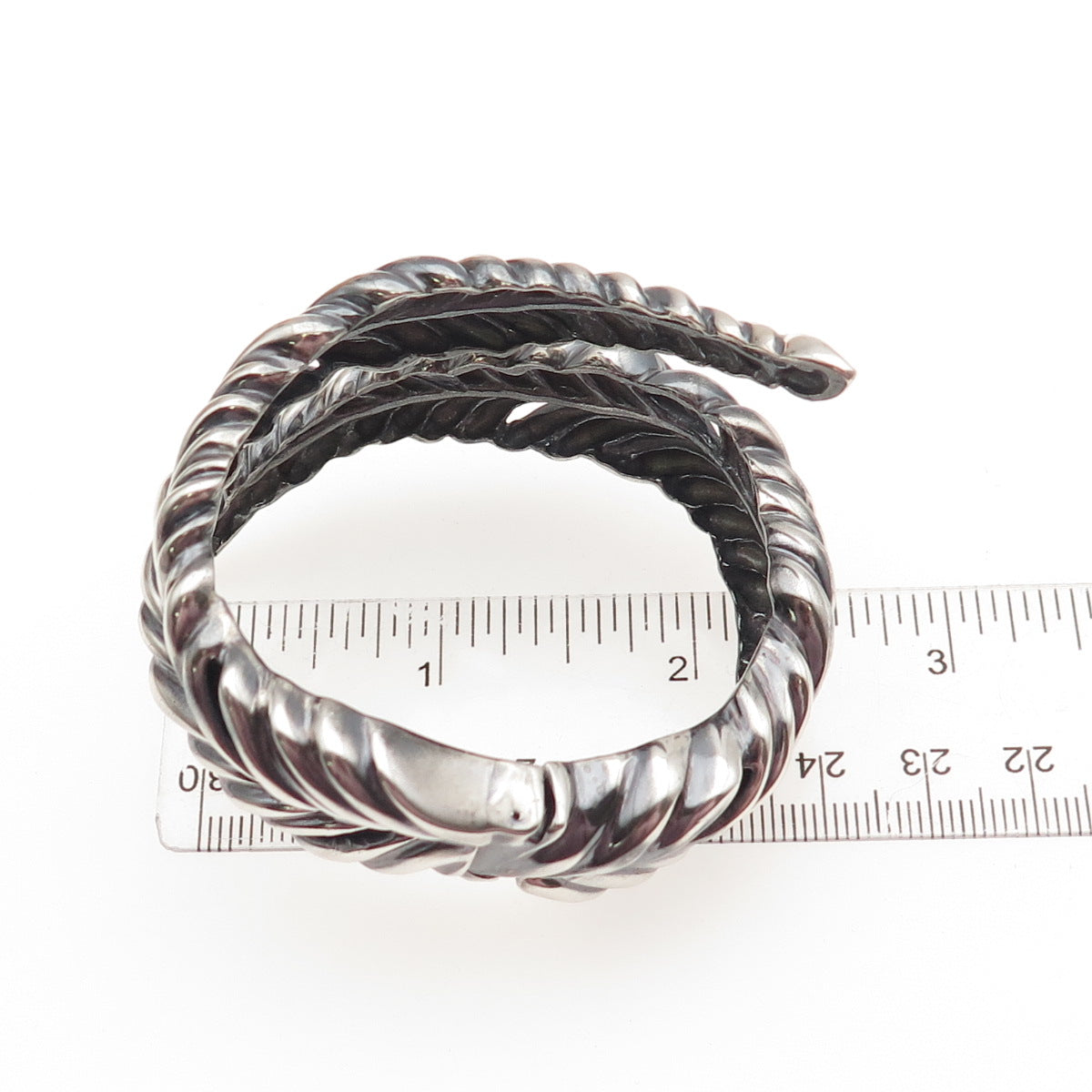 TIFFANY & CO Sterling Silver Vintage Heavy 74.5g Feather Oxidized Bracelet 5.75"