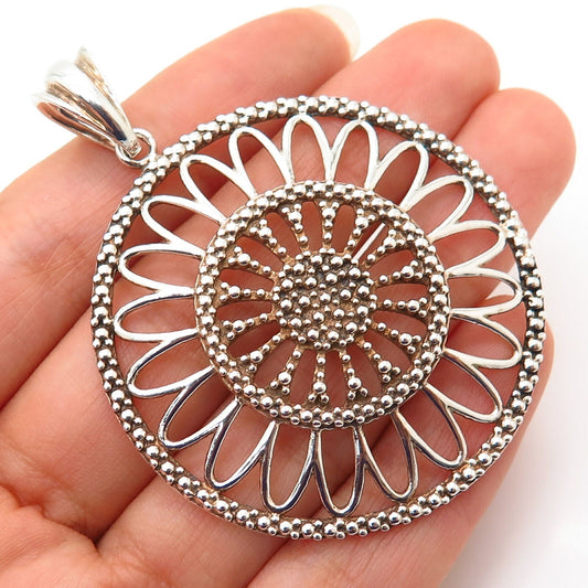 925 Sterling Silver Italy Milor Ornate Design Round Pendant