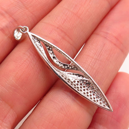 925 Sterling Silver White & Black Wavy Design Pendant