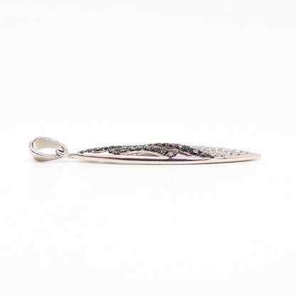 925 Sterling Silver White & Black Wavy Design Pendant