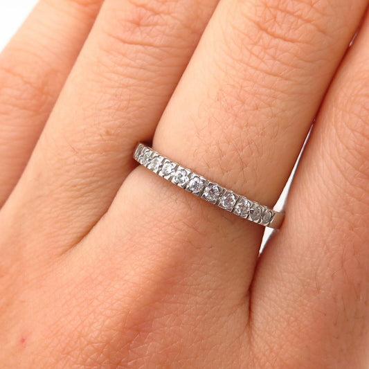 925 Sterling Silver C Z Thin Stackable Wedding Band Ring