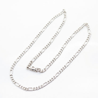 925 Sterling Silver Flat Figaro Chain Necklace 23"