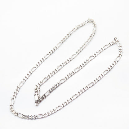 925 Sterling Silver Flat Figaro Chain Necklace 23"