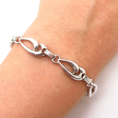 925 Sterling Silver Italy Swirl Design Link Bracelet 7 1/4"