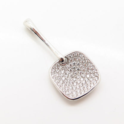 925 Sterling Silver C Z Concave Square Design Pendant