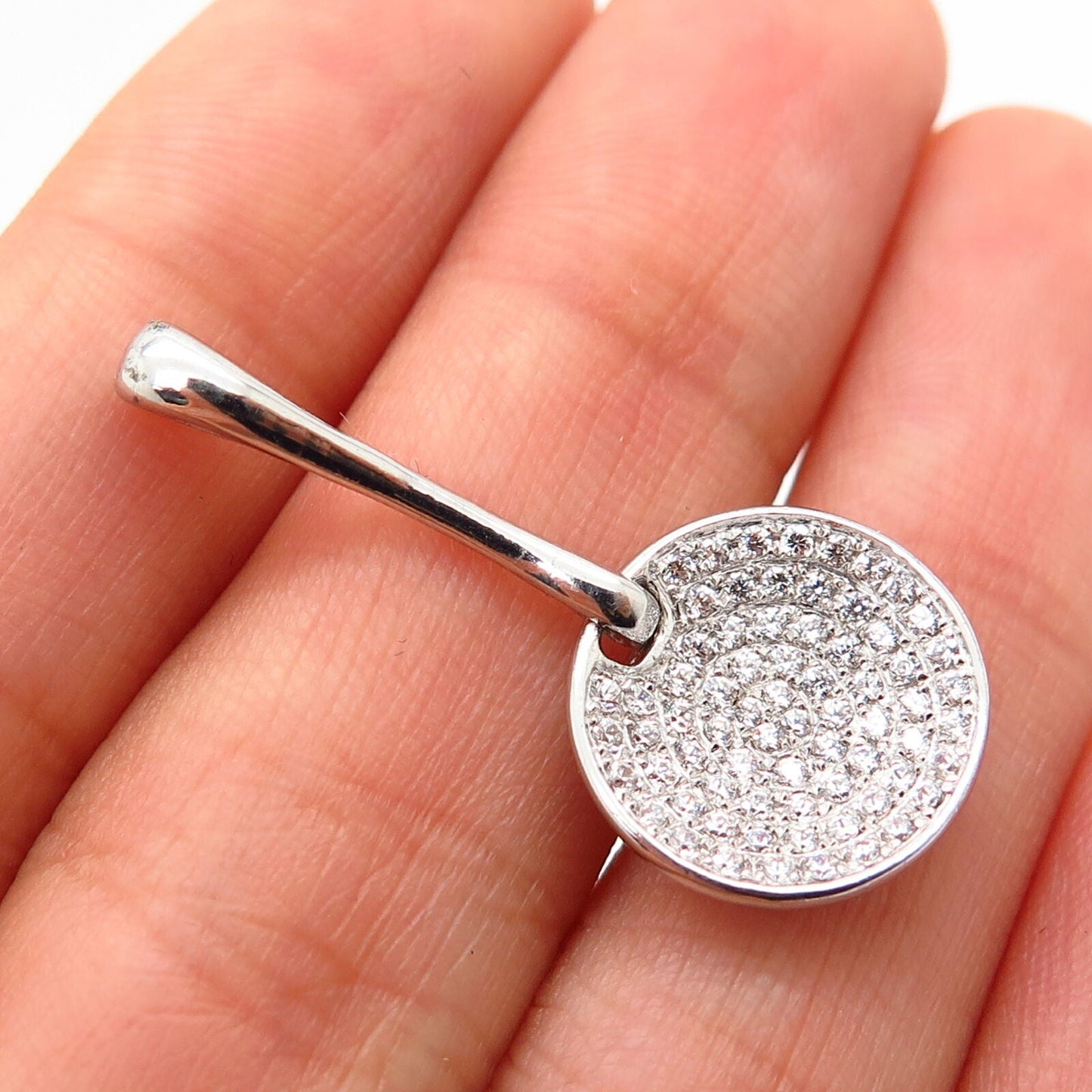 925 Sterling Silver C Z Concave Design Pendant