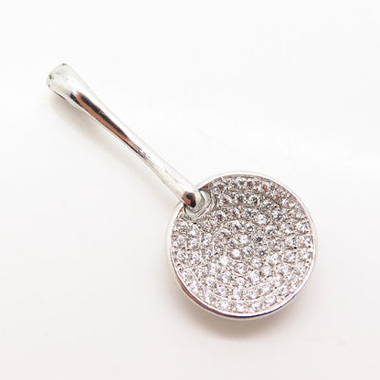 925 Sterling Silver C Z Concave Design Pendant