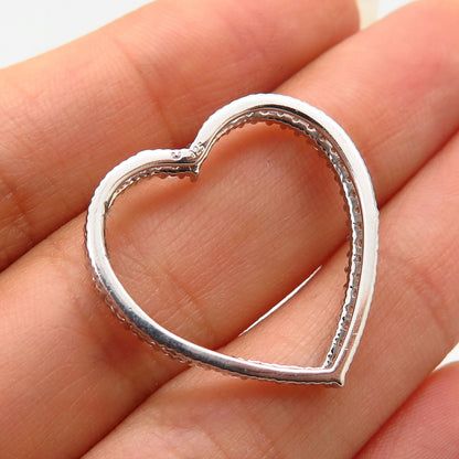 925 Sterling Silver C Z Open Heart Design Slide Pendant