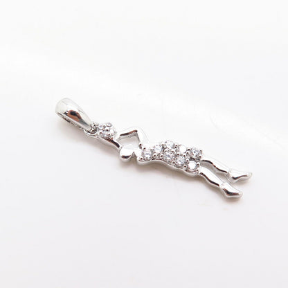 925 Sterling Silver C Z Basketball Player Design Small Pendant