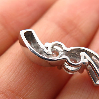 925 Sterling Silver C Z Curved Design Slide Pendant