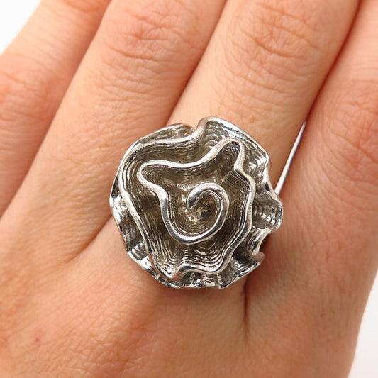 925 Sterling Silver Vintage Floral Design Ring Size 8 1/4