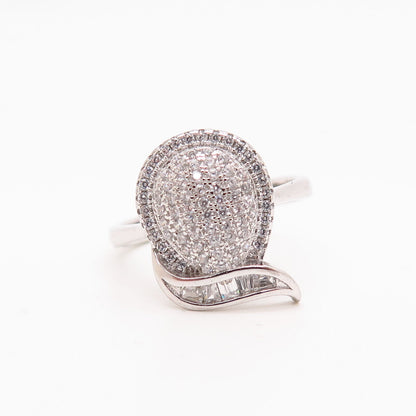 925 Sterling Silver Pave C Z Seed Design Ring Size 6 3/4