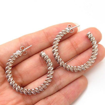 925 Sterling Silver Italy Butterfly Design Hoop Earrings