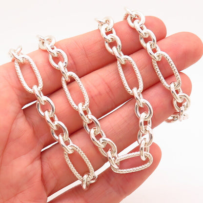 925 Sterling Silver Vintage Modernist Figaro Chain Necklace 19”