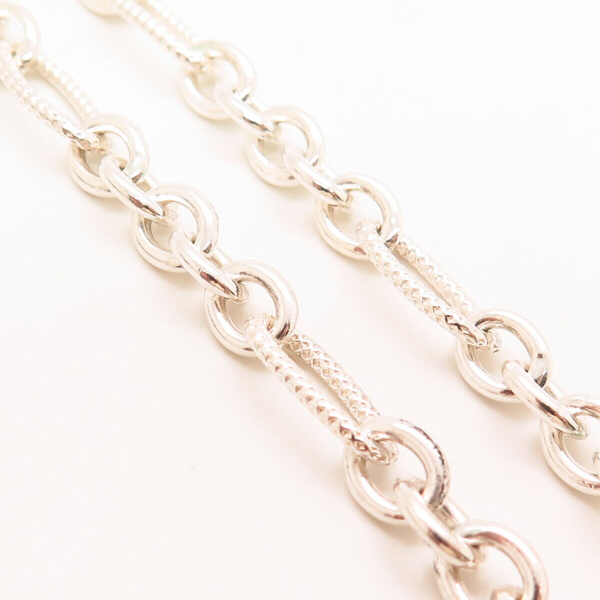 925 Sterling Silver Vintage Modernist Figaro Chain Necklace 19”