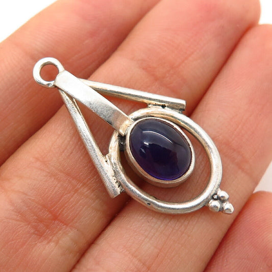 925 Sterling Silver Real Amethyst Gemstone Pendant