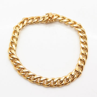 925 Sterling Silver Gold Plated Chunky Thick Cuban Link Bracelet 8.5"