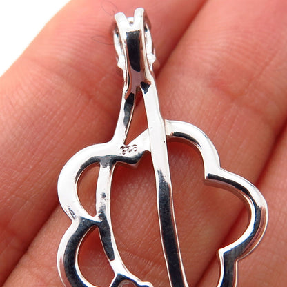 925 Sterling Silver C Z Abstract Design Slide Pendant