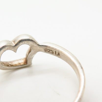 925 Sterling Silver Open Heart Design Ring Size 7 3/4