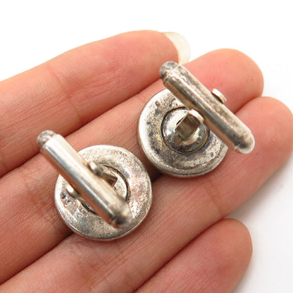 925 Sterling Silver Textured Round Design Cufflinks